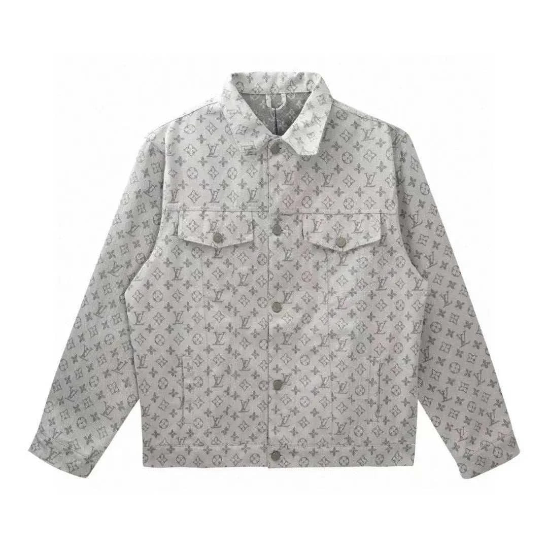 Louis Vuitton Monogram Denim Jacket Grey - Maven Couture Inc