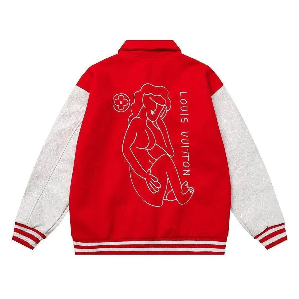 Louis Vuitton Varsity Jacket Red - Maven Couture Inc