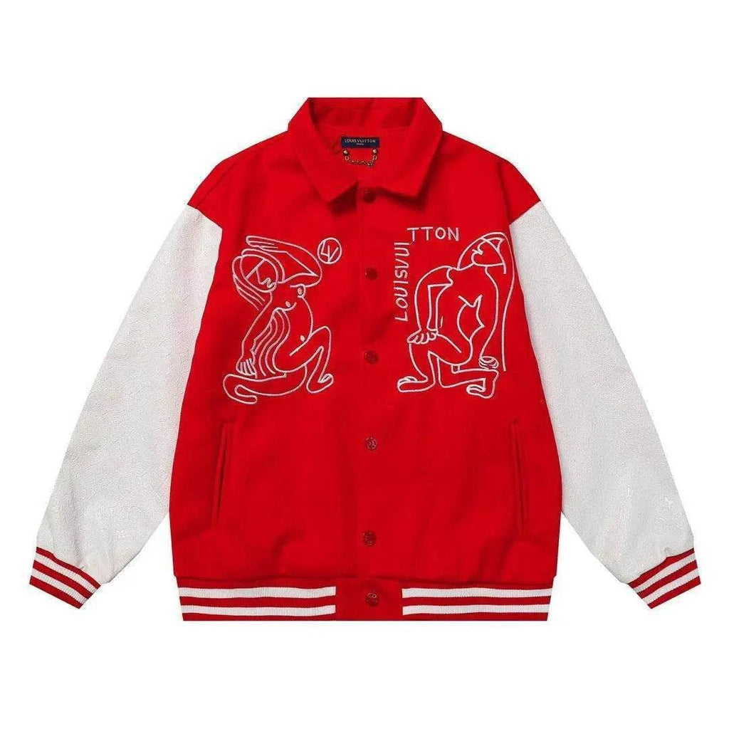 Louis Vuitton Varsity Jacket Red - Maven Couture Inc