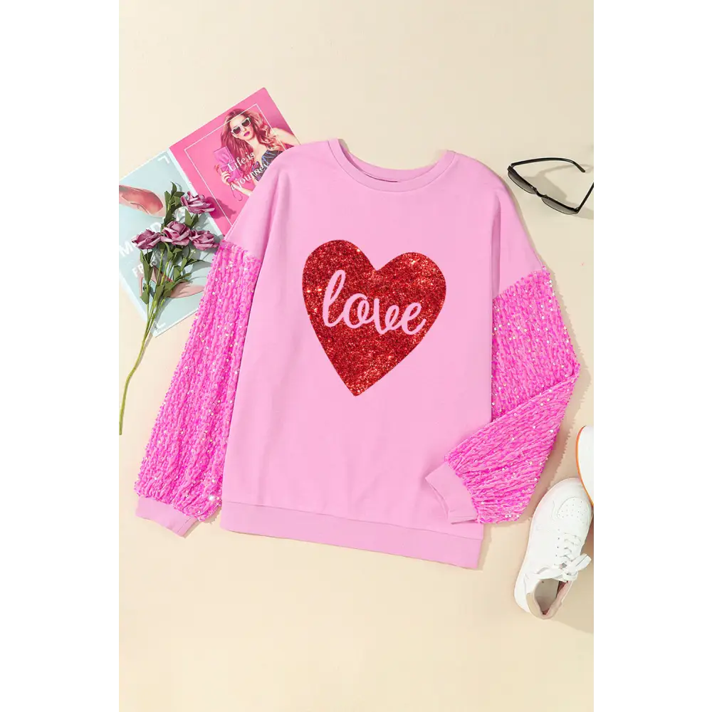 Love heart sequin sweatshirt redefining luxury fashion for women $42.99 discover the allure of a basic style