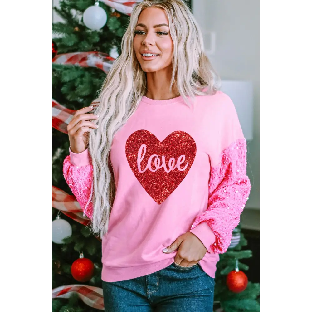 Love heart sequin sweatshirt redefining luxury fashion for women $42.99 discover the allure of a basic style