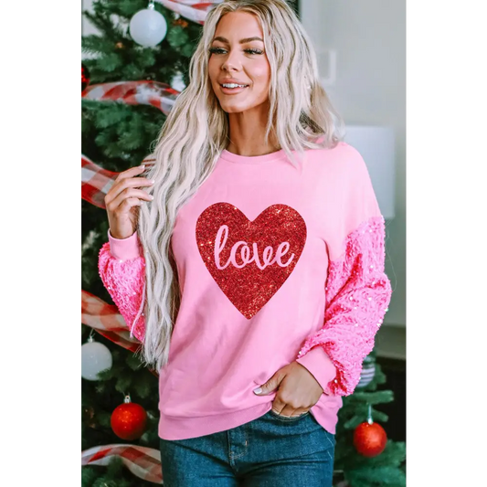 Love heart sequin sweatshirt redefining luxury fashion for women $42.99 discover the allure of a basic style