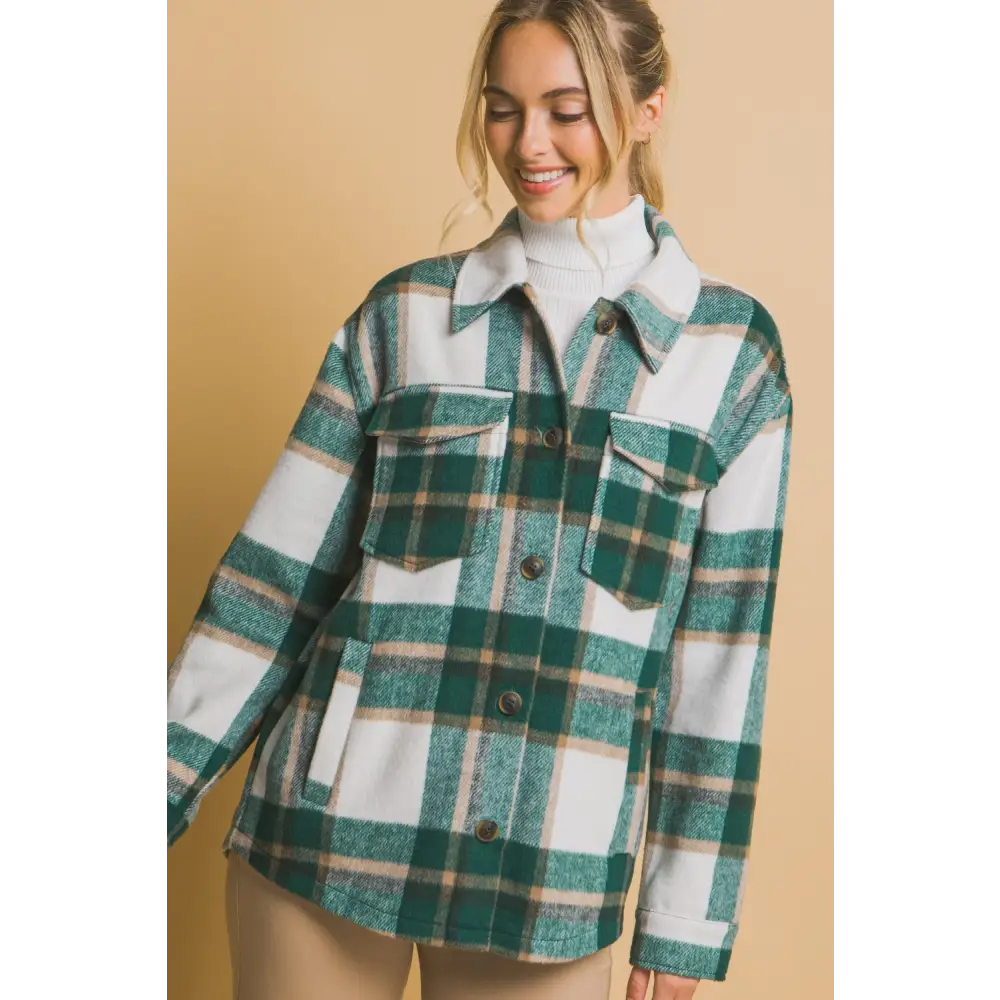 Elevate your wardrobe with the chic plaid button up shacket $35.36 elevate your casual style with this chic plaid