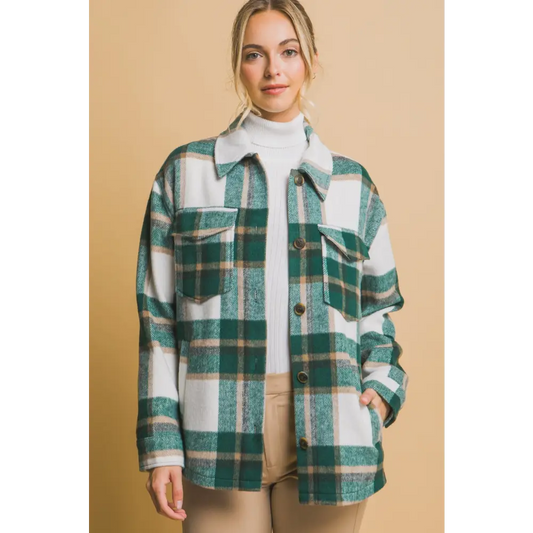 Elevate your wardrobe with the chic plaid button up shacket $35.36 elevate your casual style with this chic plaid