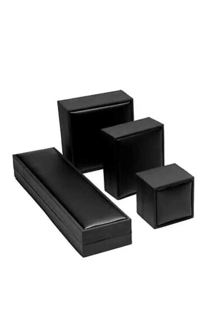 Luxurious 0.50 CTW Lab Grown Diamond black leatherette jewelry boxes in various sizes with smooth finish
