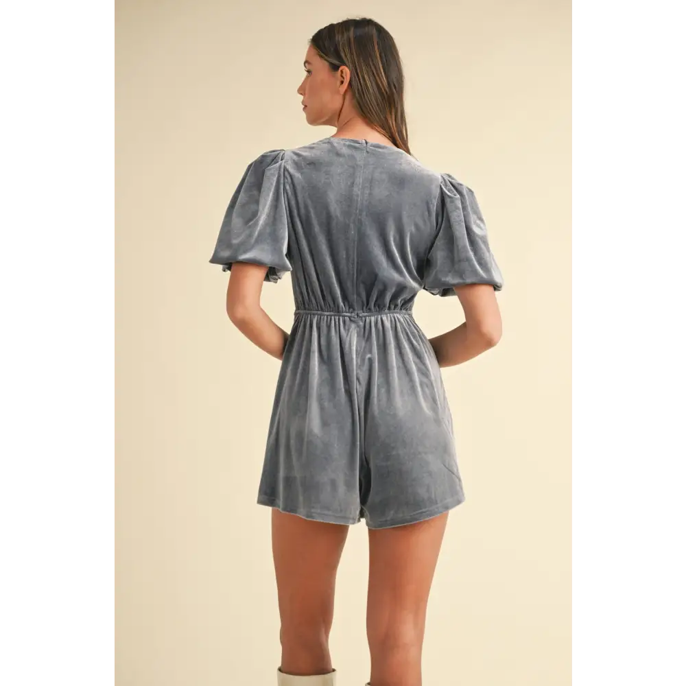 Elevate your wardrobe with mable jewel luxury fashion for woman romper $52.99 the jewel bow decor puff sleeve velvet