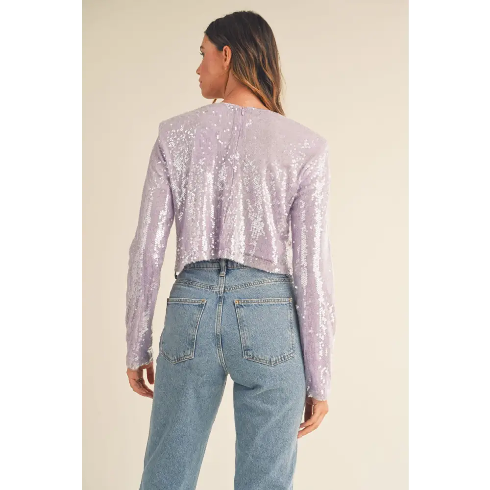 Mable exquisite sequin crop top for effortless luxury fashion $53.99 the shoulder padded sequin top transcends