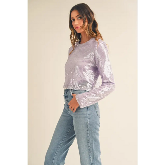 Mable exquisite sequin crop top for effortless luxury fashion $53.99 the shoulder padded sequin top transcends