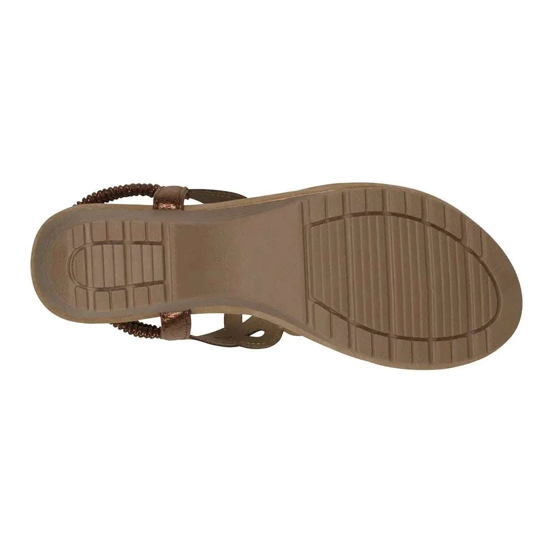 Madelyn Bronze Embellished Laser Cut Slingback Wedge Sandals - Maven Couture IncWedge Sandals