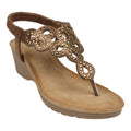 Madelyn Bronze Embellished Laser Cut Slingback Wedge Sandals - Maven Couture IncWedge Sandals