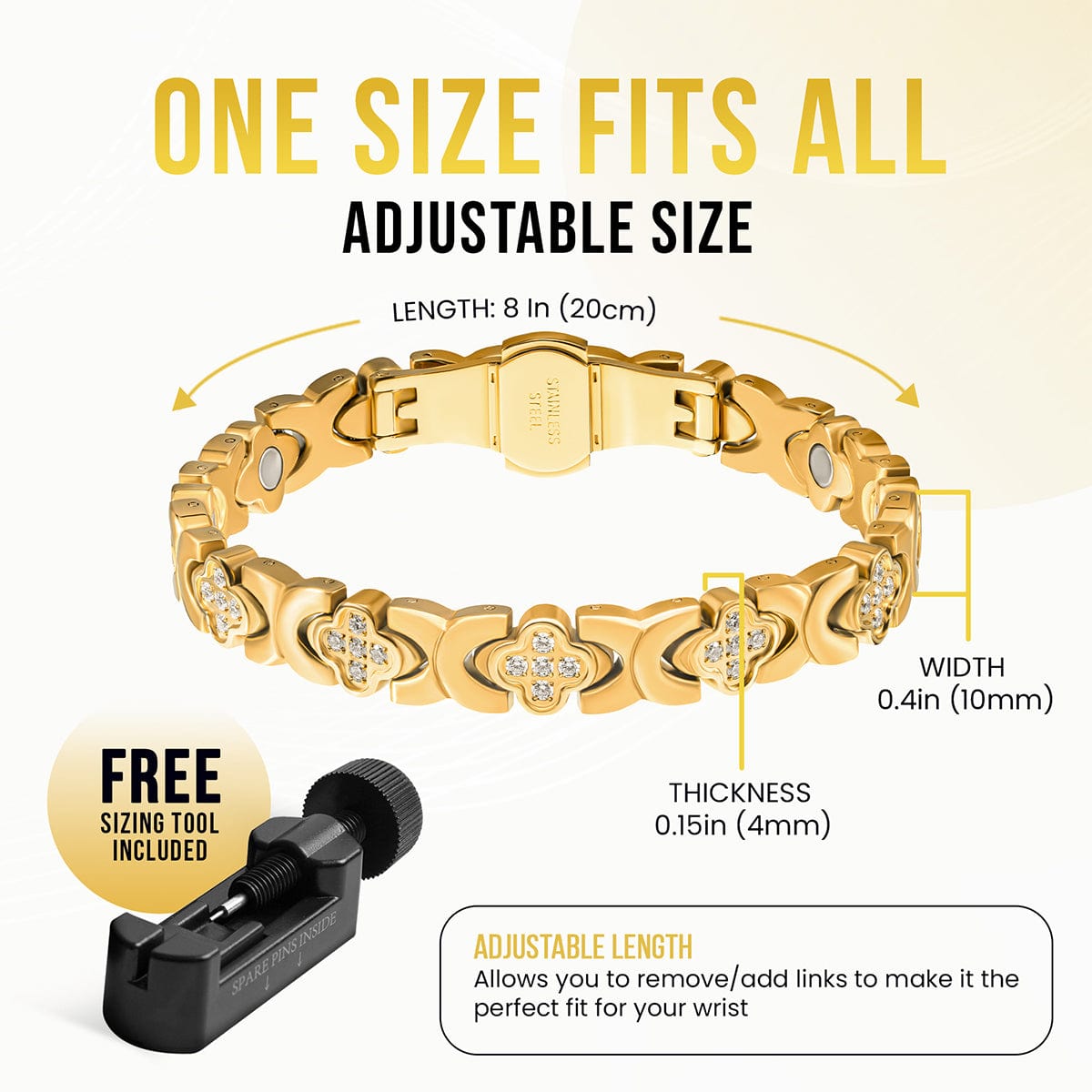 Clover Magnetic Bracelet for Women (Gold) - Maven Couture IncBracelet