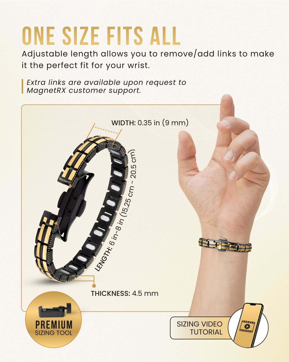 EllipseMAX Magnetic Bracelet for Women (Black & Gold) - Maven Couture IncBracelet