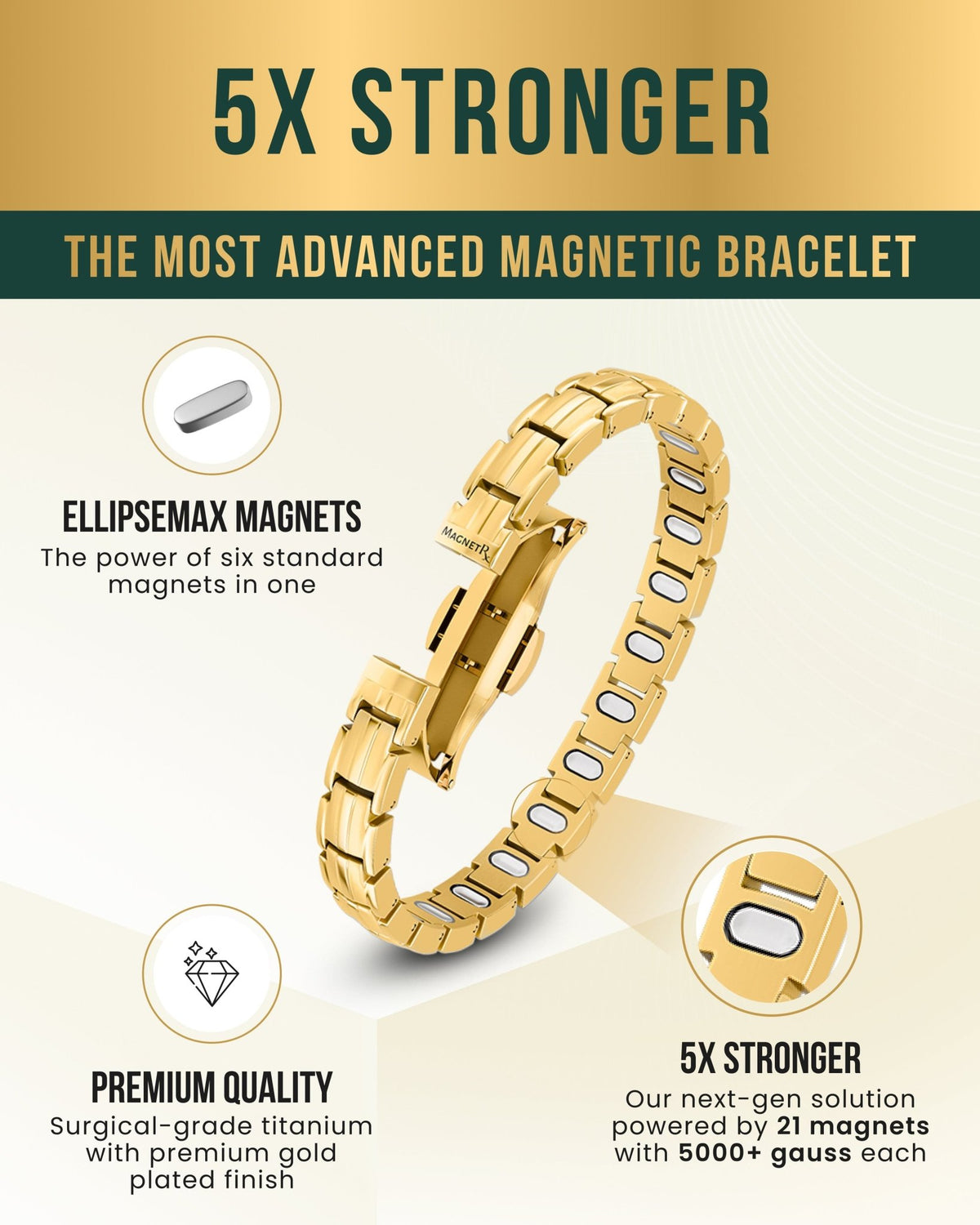 EllipseMAX Magnetic Bracelet for Women (Gold) - Maven Couture IncBracelet