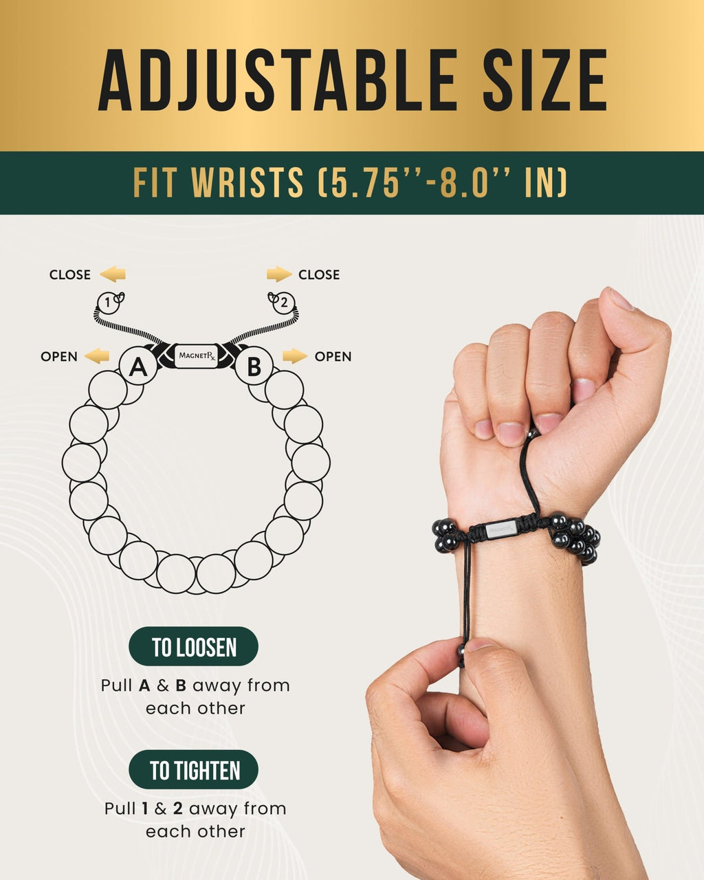High Power Magnetic Hematite Bracelet Double Row - Maven Couture IncBracelet