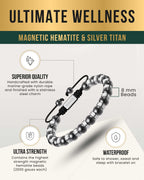 High Power Magnetic Hematite Bracelet Silver Titan - Maven Couture IncBracelet