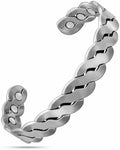 Rugged Twist Magnetic Therapy Bracelet Silver Bangle - Maven Couture IncBracelet