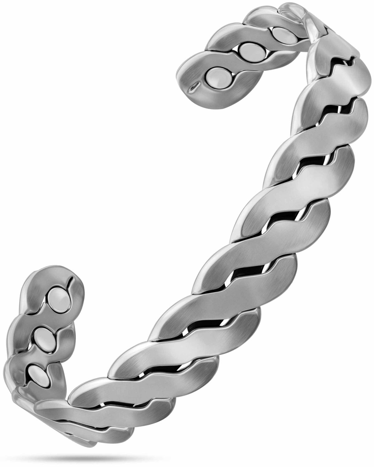 Rugged Twist Magnetic Therapy Bracelet Silver Bangle - Maven Couture IncBracelet