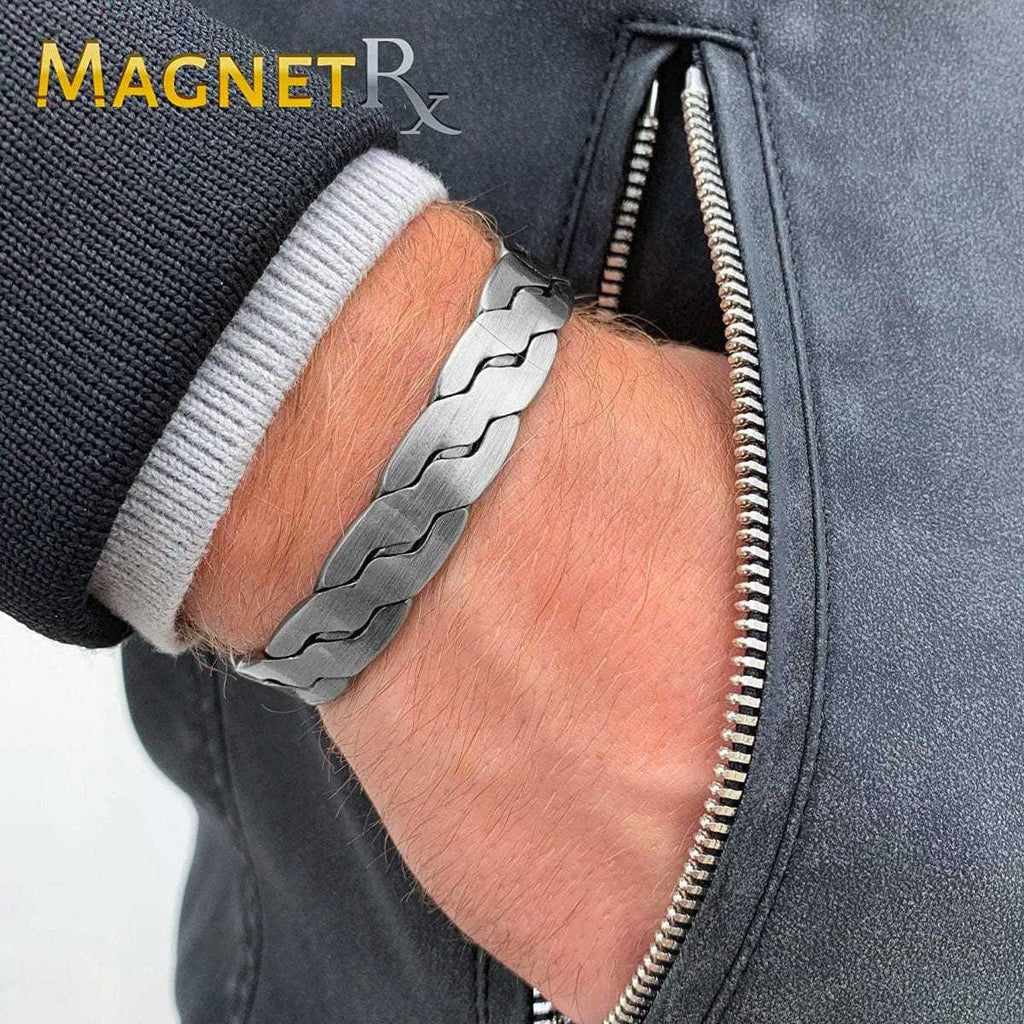 Rugged Twist Magnetic Therapy Bracelet Silver Bangle - Maven Couture IncBracelet