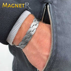 Rugged Twist Magnetic Therapy Bracelet Silver Bangle - Maven Couture IncBracelet