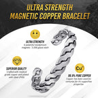 Rugged Twist Magnetic Therapy Bracelet Silver Bangle - Maven Couture IncBracelet