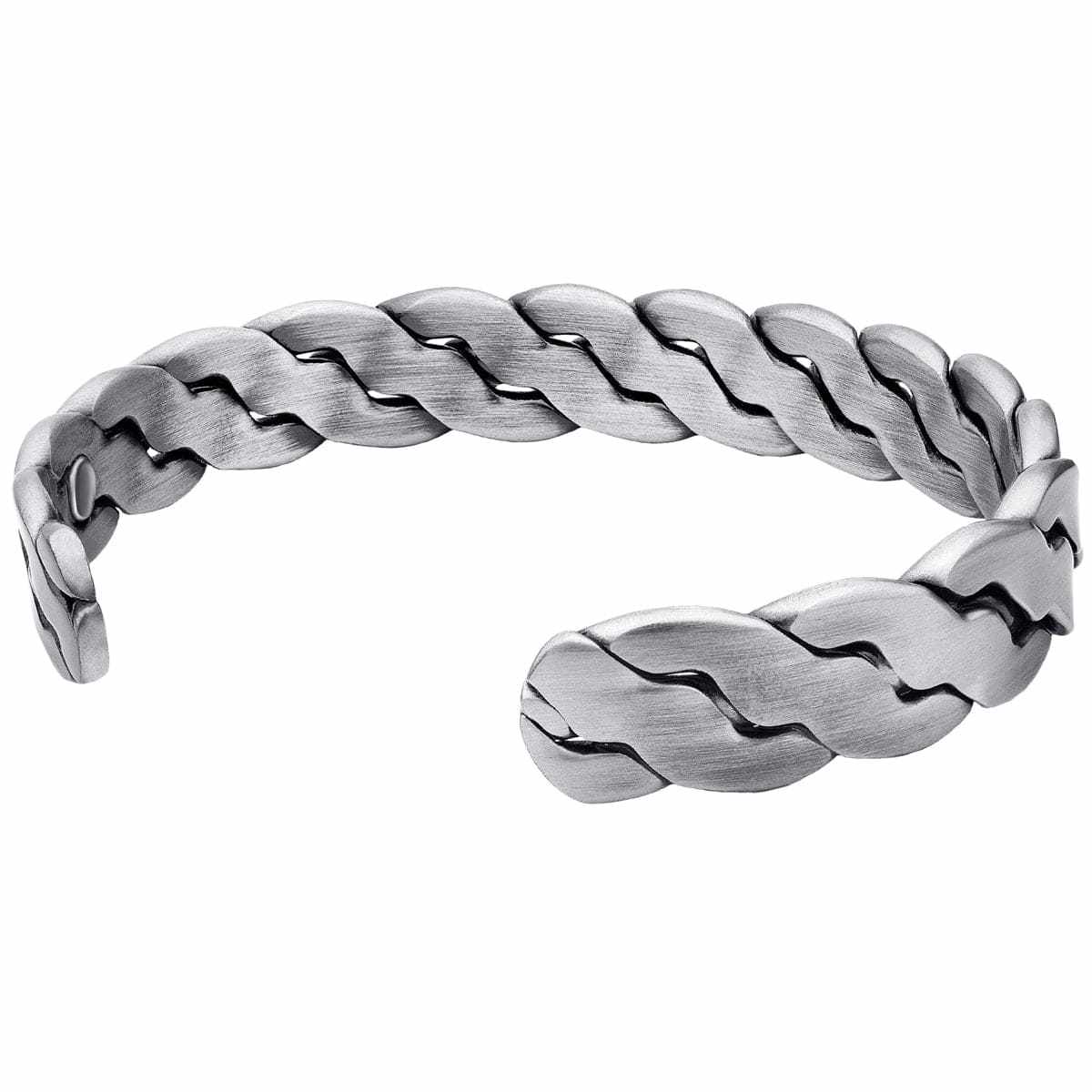 Rugged Twist Magnetic Therapy Bracelet Silver Bangle - Maven Couture IncBracelet