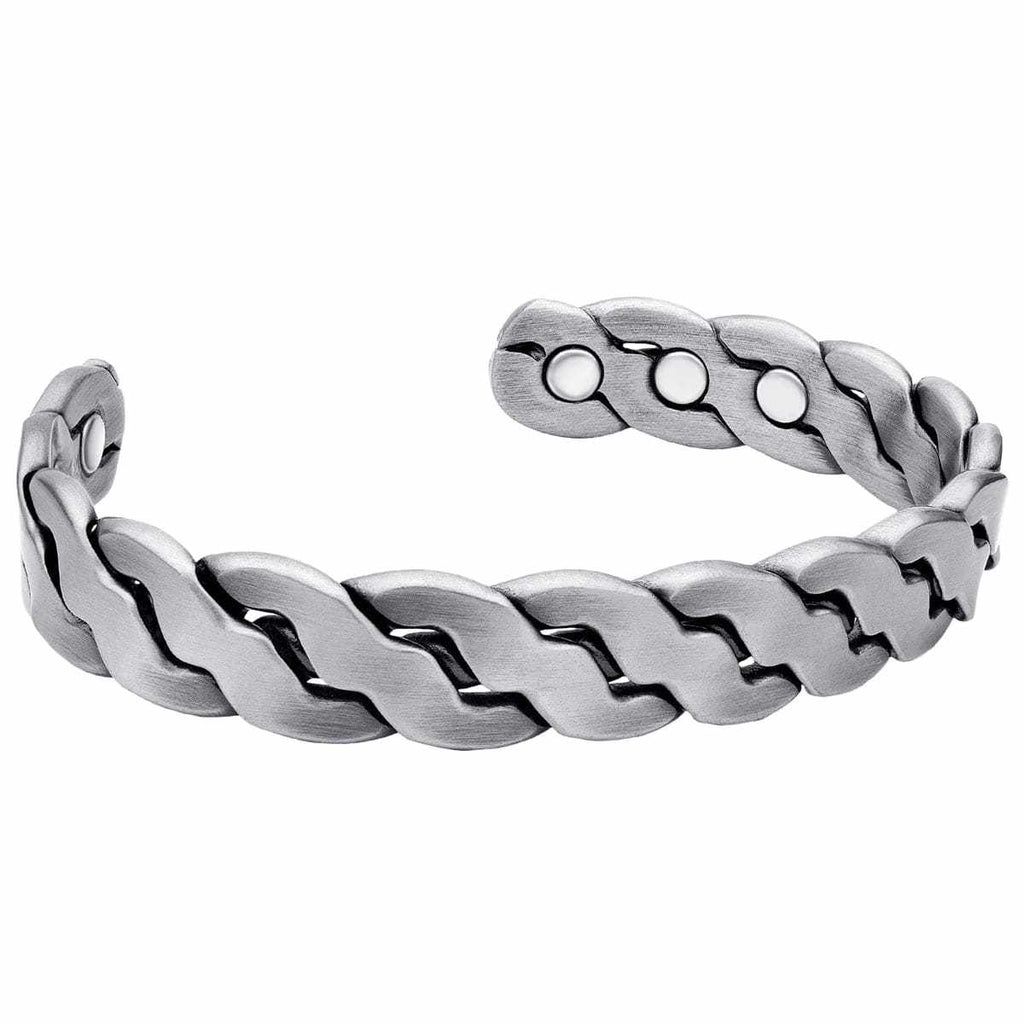 Rugged Twist Magnetic Therapy Bracelet Silver Bangle - Maven Couture IncBracelet