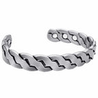 Rugged Twist Magnetic Therapy Bracelet Silver Bangle - Maven Couture IncBracelet