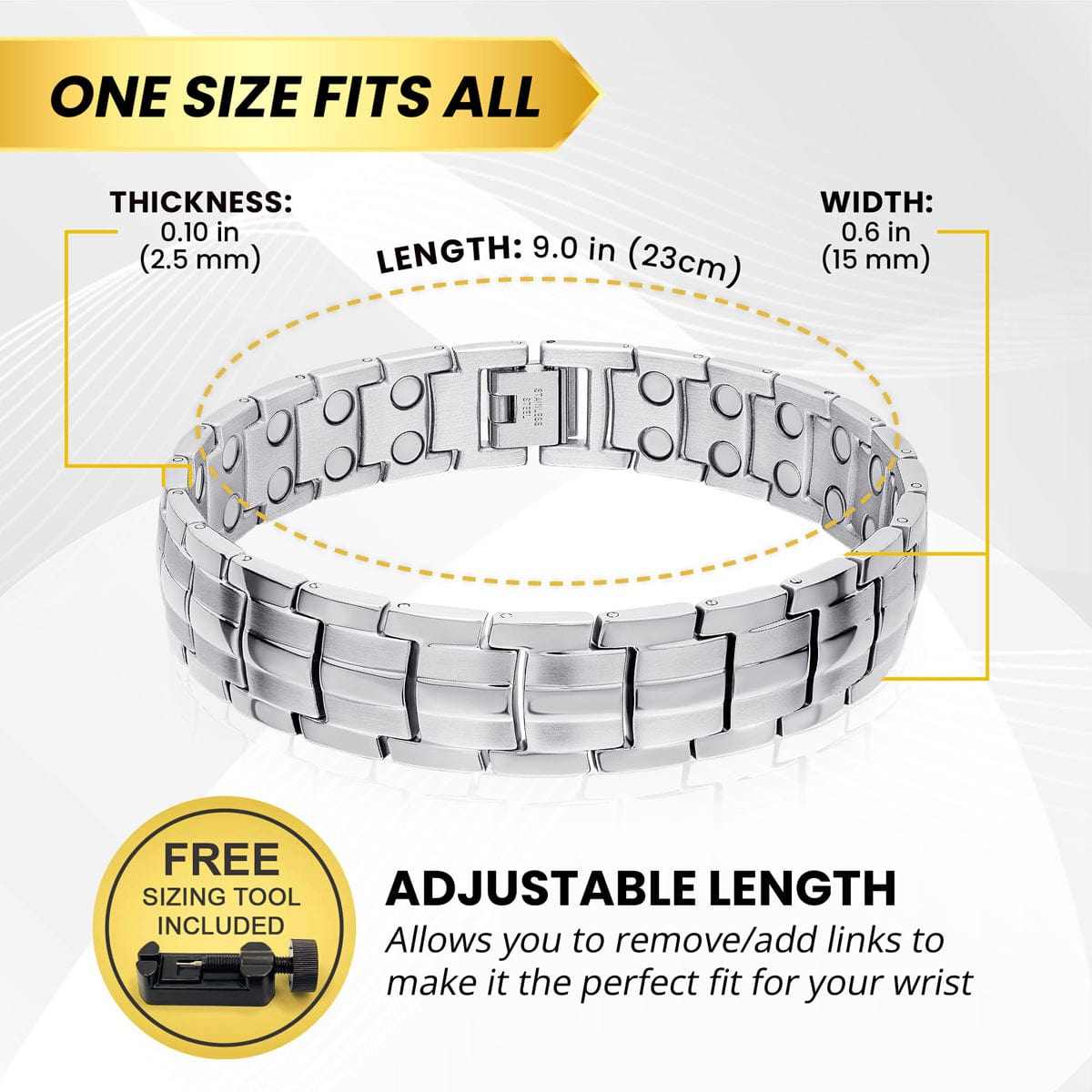 Ultra Strength Magnetic Therapy Bracelet Silver Classic - Maven Couture IncBracelet