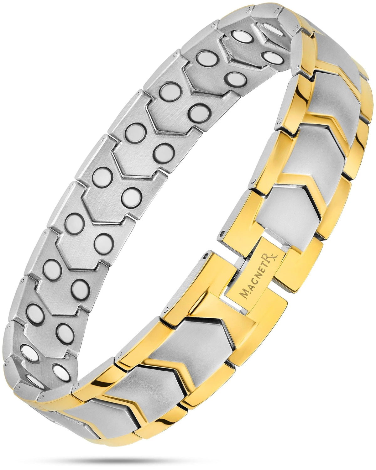 Ultra Strength Silver & Gold Arrow Chain Magnetic Therapy Bracelet - Maven Couture IncBracelet