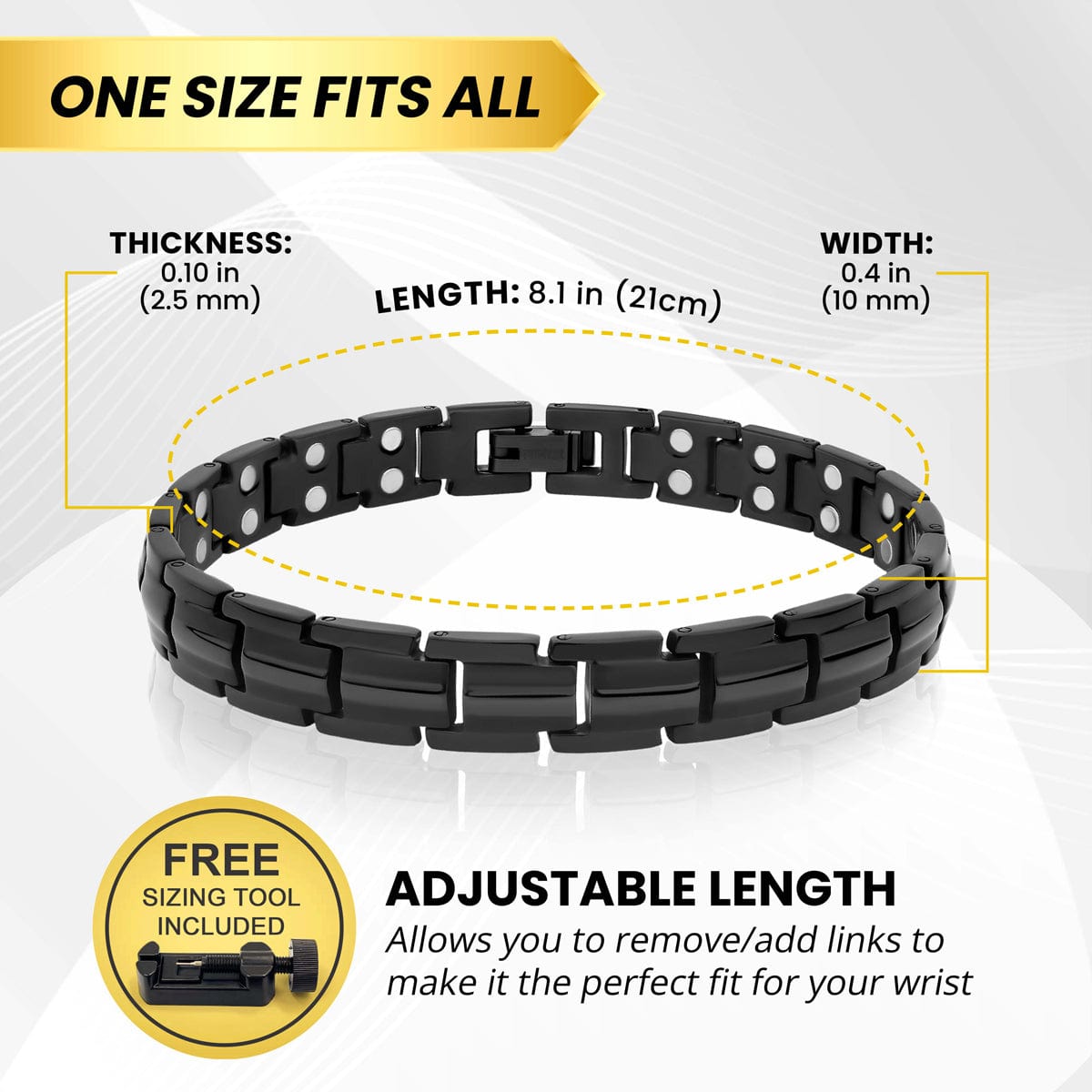Women's Ultra Strength Magnetic Therapy Bracelet Black Titanium - Maven Couture IncBracelet