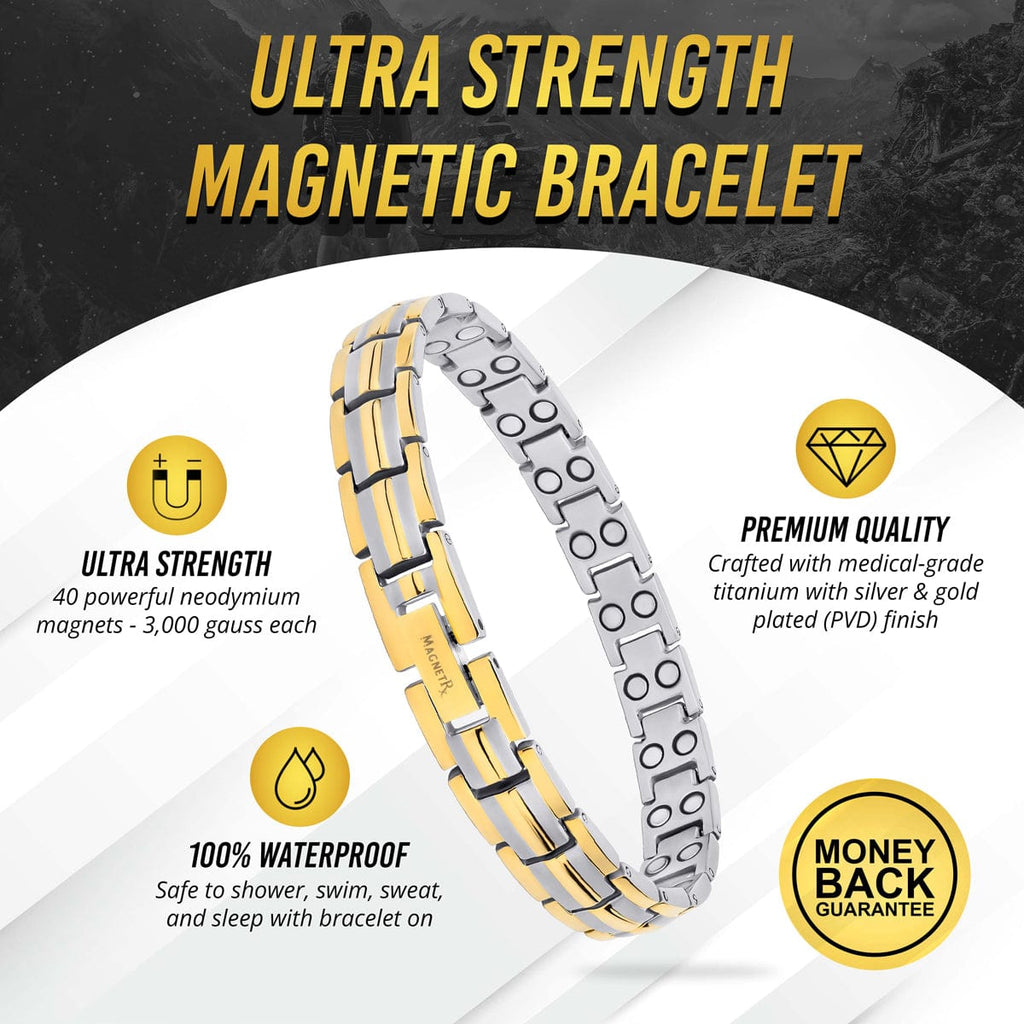 Women's Ultra Strength Silver & Gold Titanium Magnetic Bracelet - Maven Couture IncBracelet