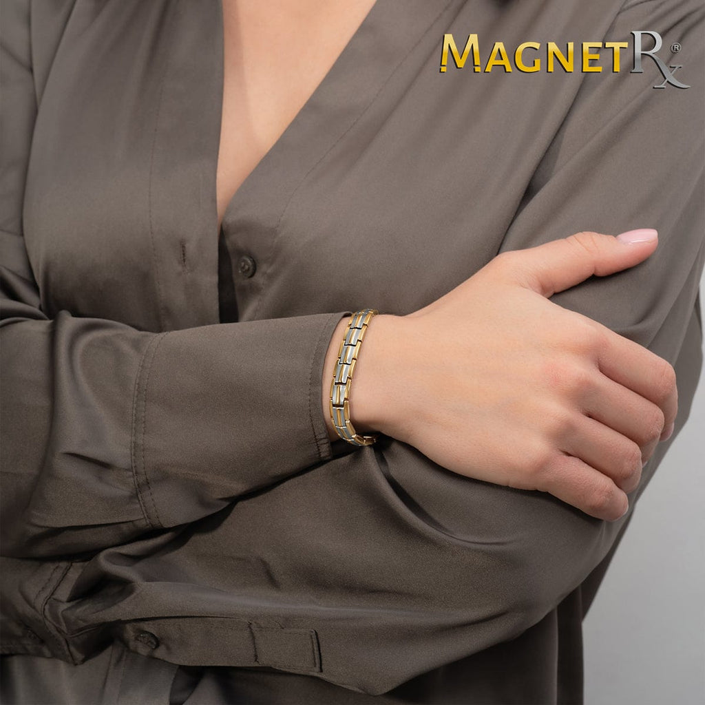Women's Ultra Strength Silver & Gold Titanium Magnetic Bracelet - Maven Couture IncBracelet