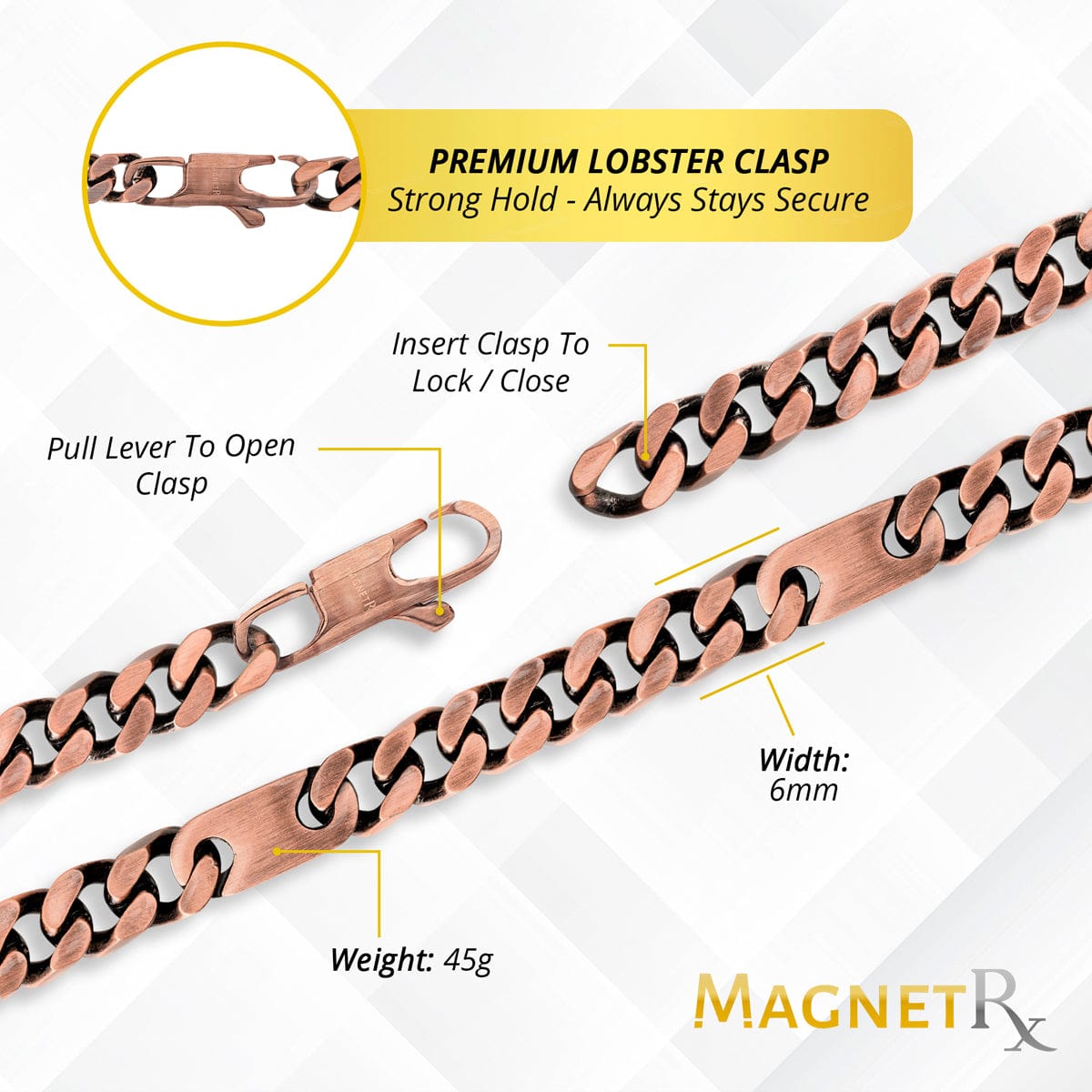 Copper Magnetic Therapy Necklace Curb Chain - Maven Couture IncNecklace