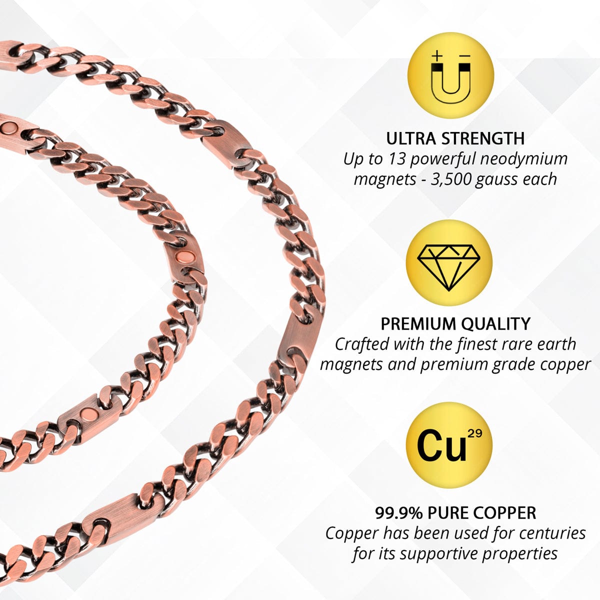 Copper Magnetic Therapy Necklace Curb Chain - Maven Couture IncNecklace