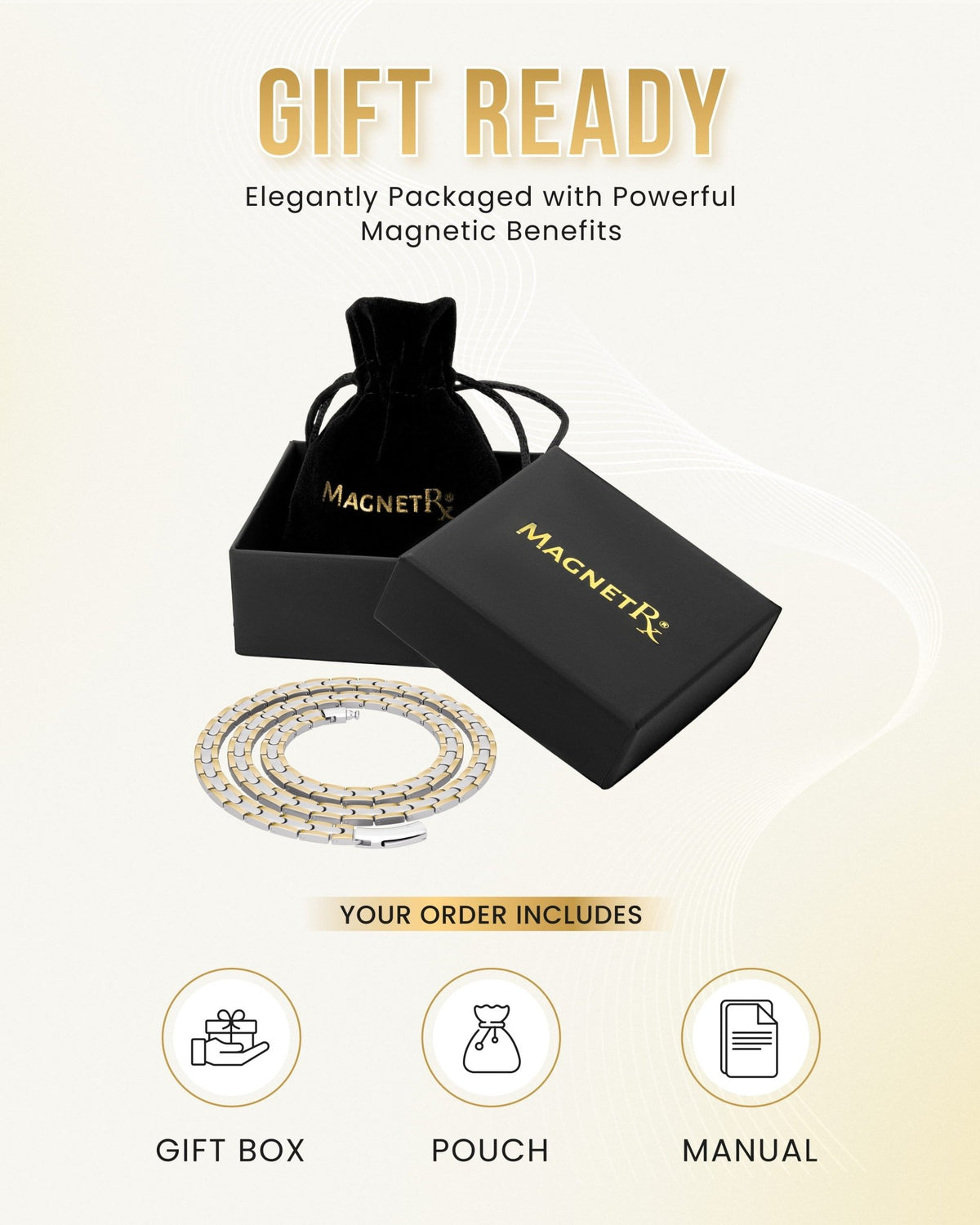 Powerful Silver & Gold Titanium Magnetic Therapy Necklace - Maven Couture IncNecklace