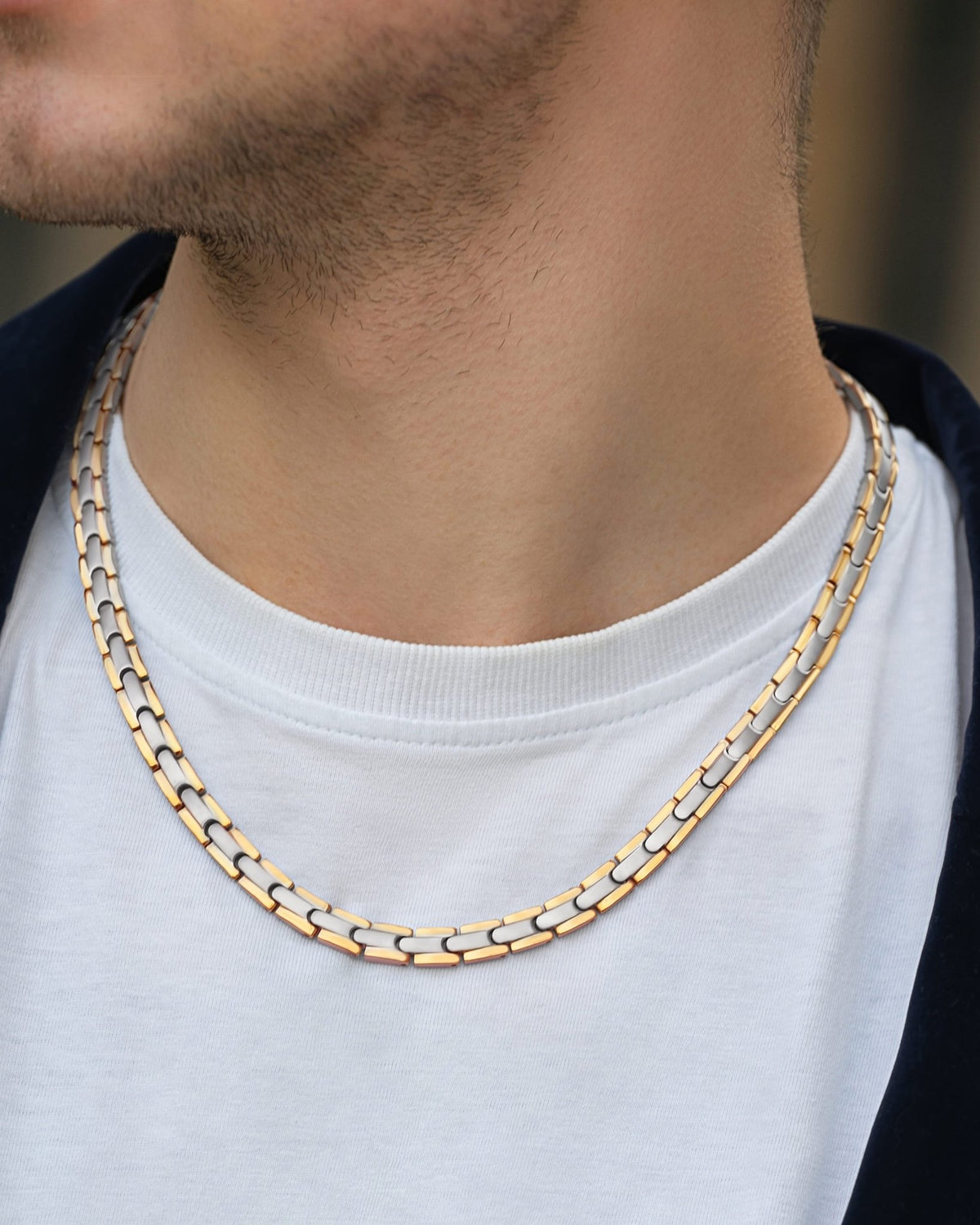 Powerful Silver & Gold Titanium Magnetic Therapy Necklace - Maven Couture IncNecklace