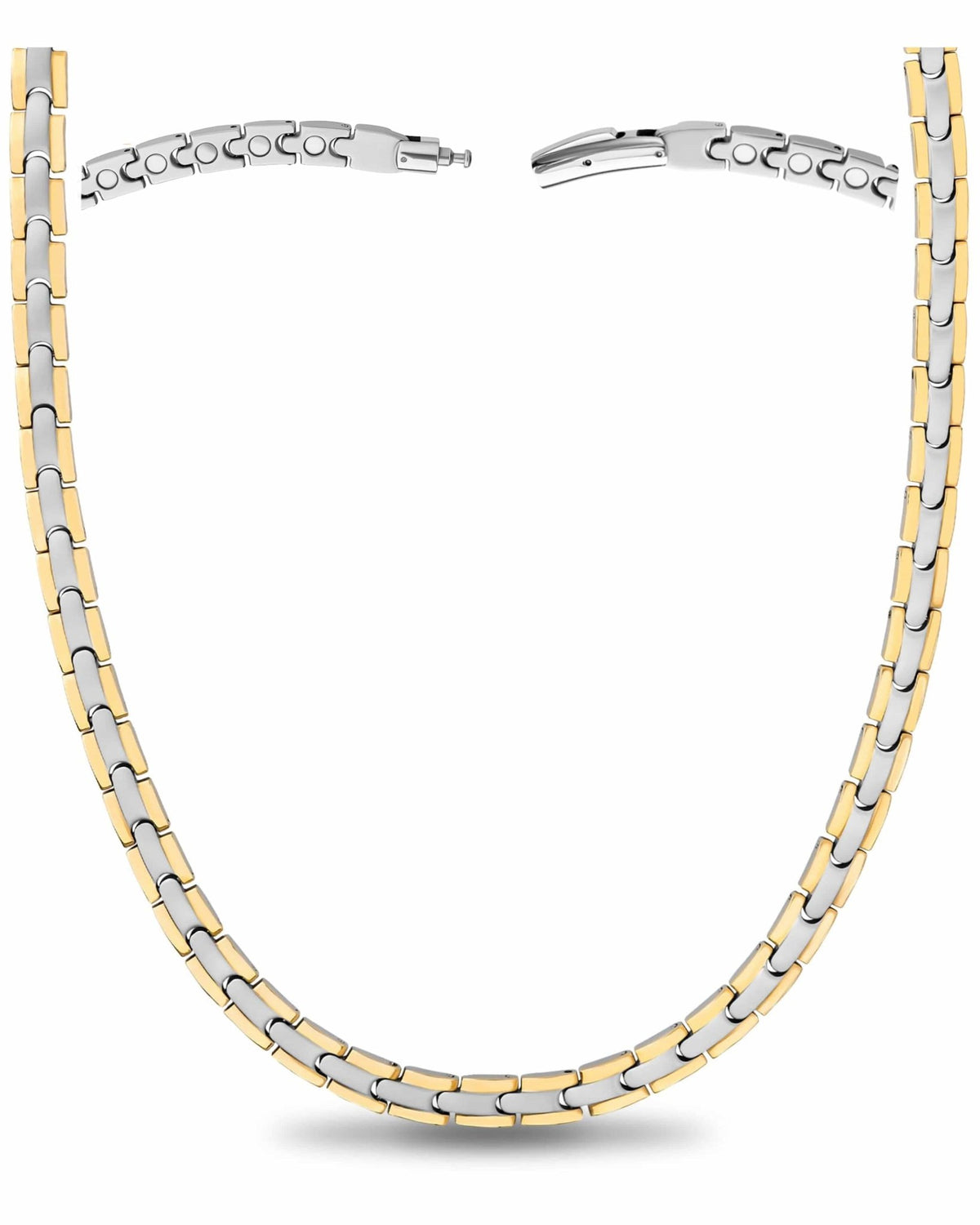 Powerful Silver & Gold Titanium Magnetic Therapy Necklace - Maven Couture IncNecklace