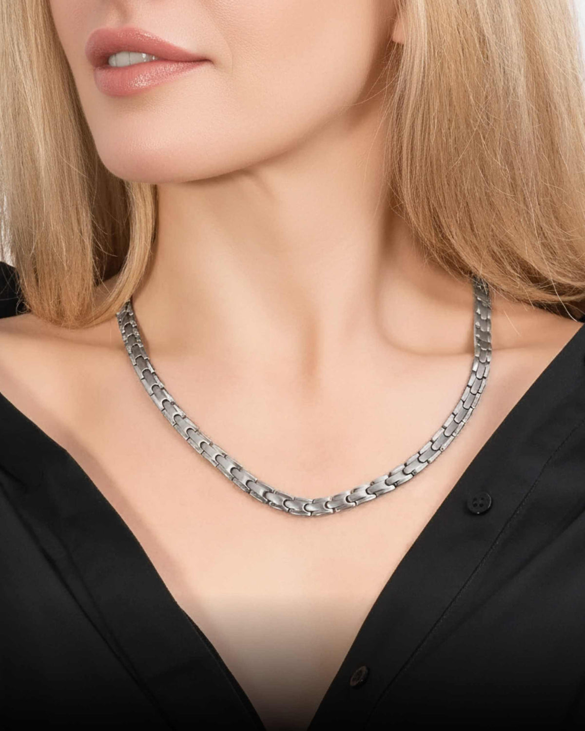 Powerful Silver Titanium Magnetic Therapy Necklace - Maven Couture IncNecklace