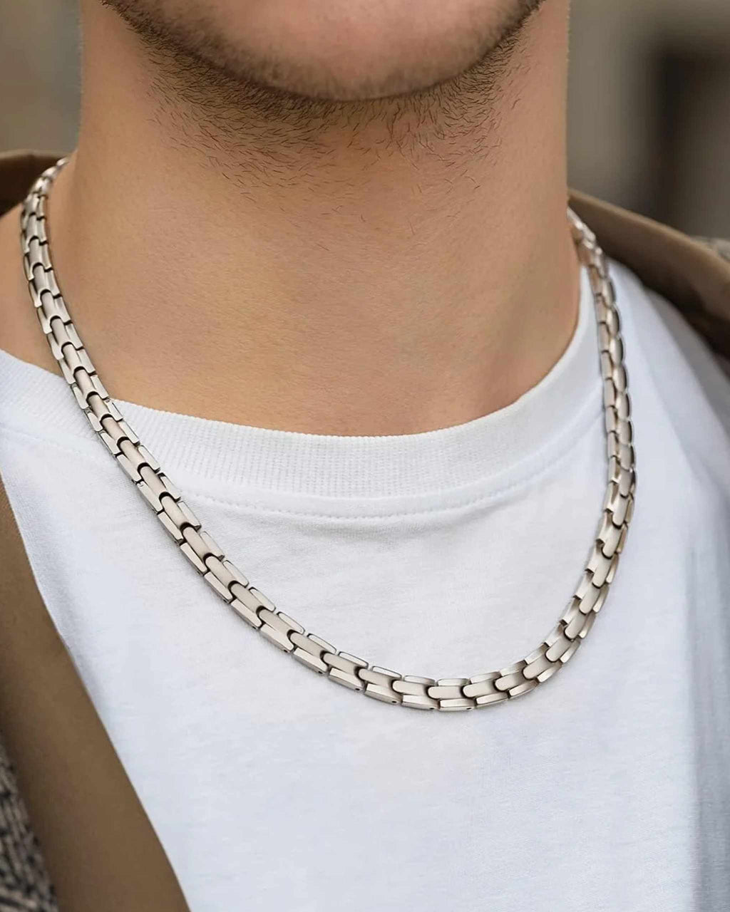 Powerful Silver Titanium Magnetic Therapy Necklace - Maven Couture IncNecklace