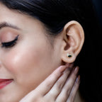Marquise Cut Black Spinel Stud Earrings with Diamonds