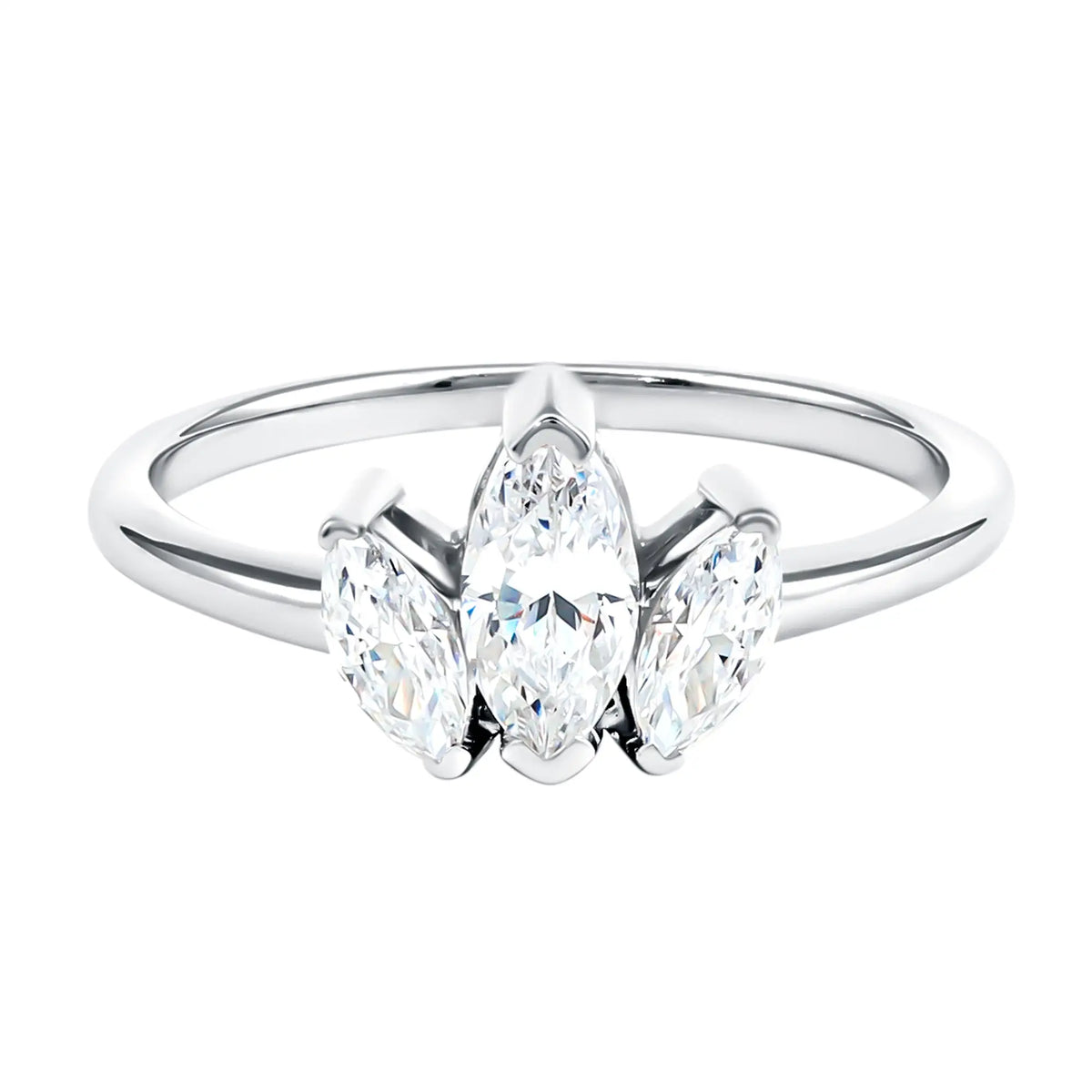 Marquise Cut Lab Grown Diamond 3 Stone Engagement Ring