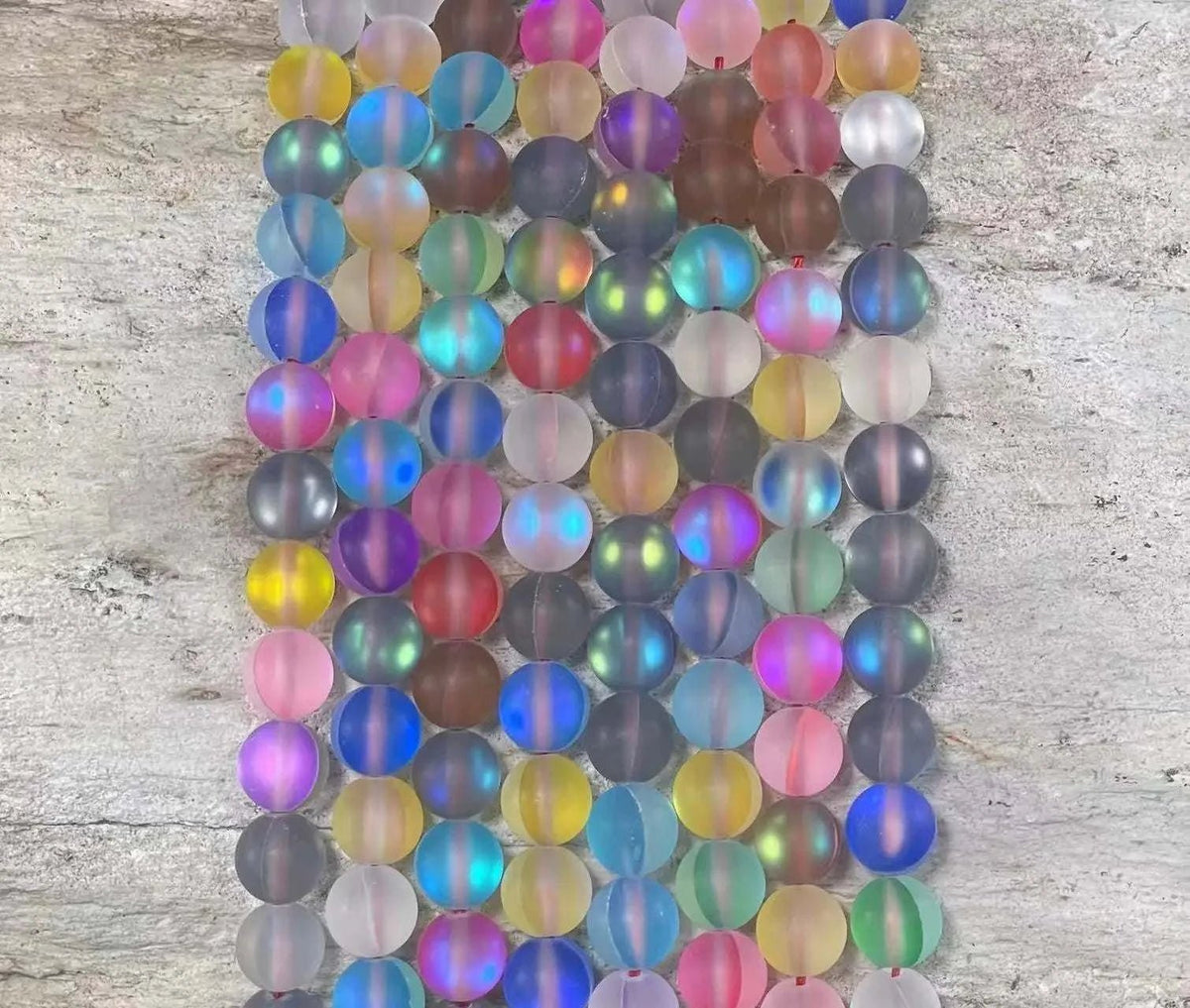 Matte Mermaid Glass Beads aka Mystic Aura Quartz, Round 6mm 8mm - Maven Couture IncStrand Stones