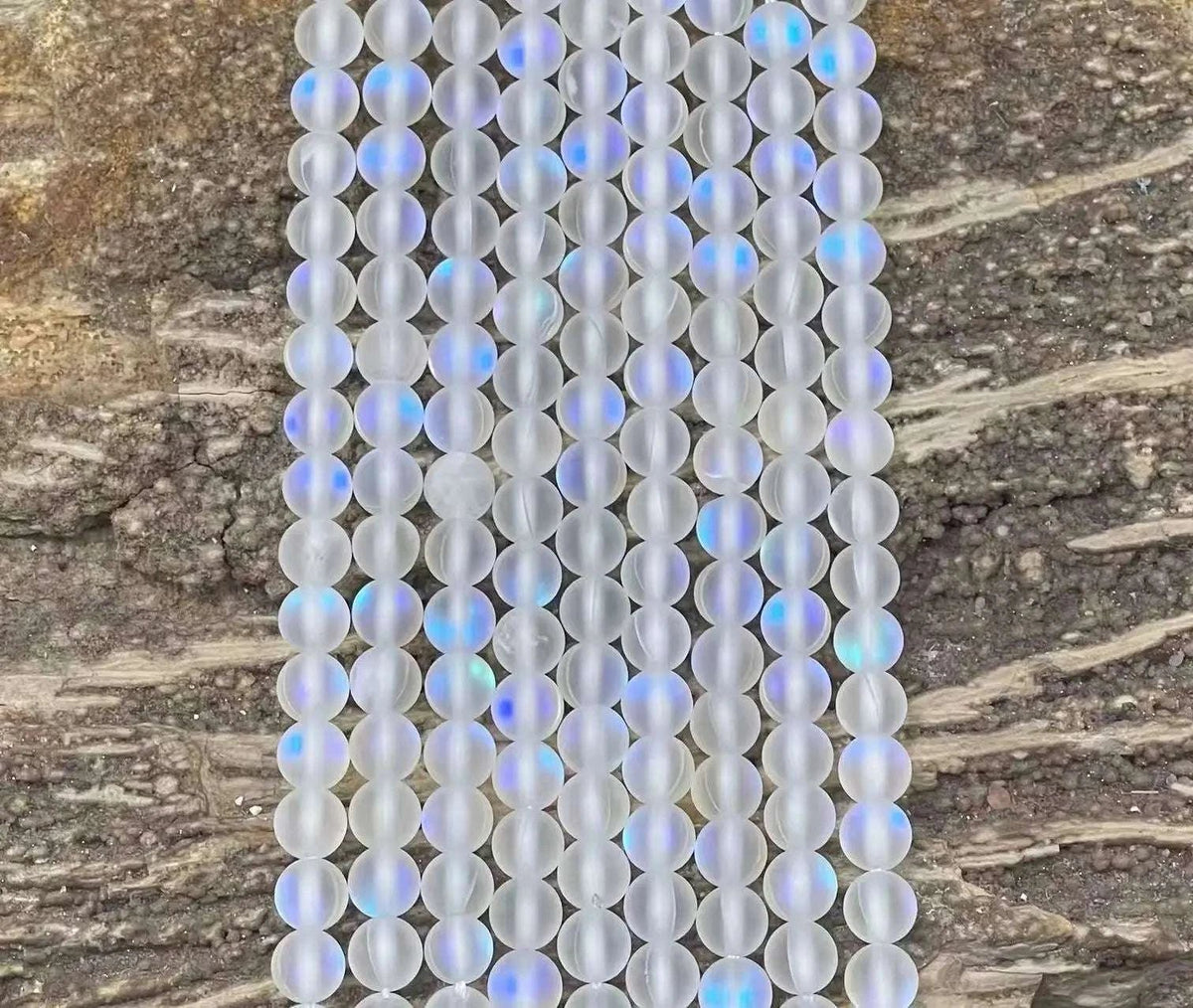 Matte Mermaid Glass Beads aka Mystic Aura Quartz, Round 6mm 8mm - Maven Couture IncStrand Stones