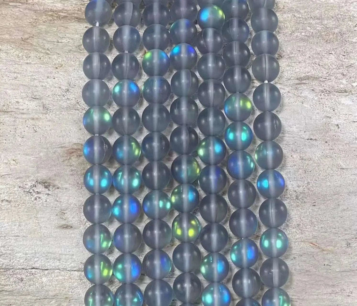 Matte Mermaid Glass Beads aka Mystic Aura Quartz, Round 6mm 8mm - Maven Couture IncStrand Stones