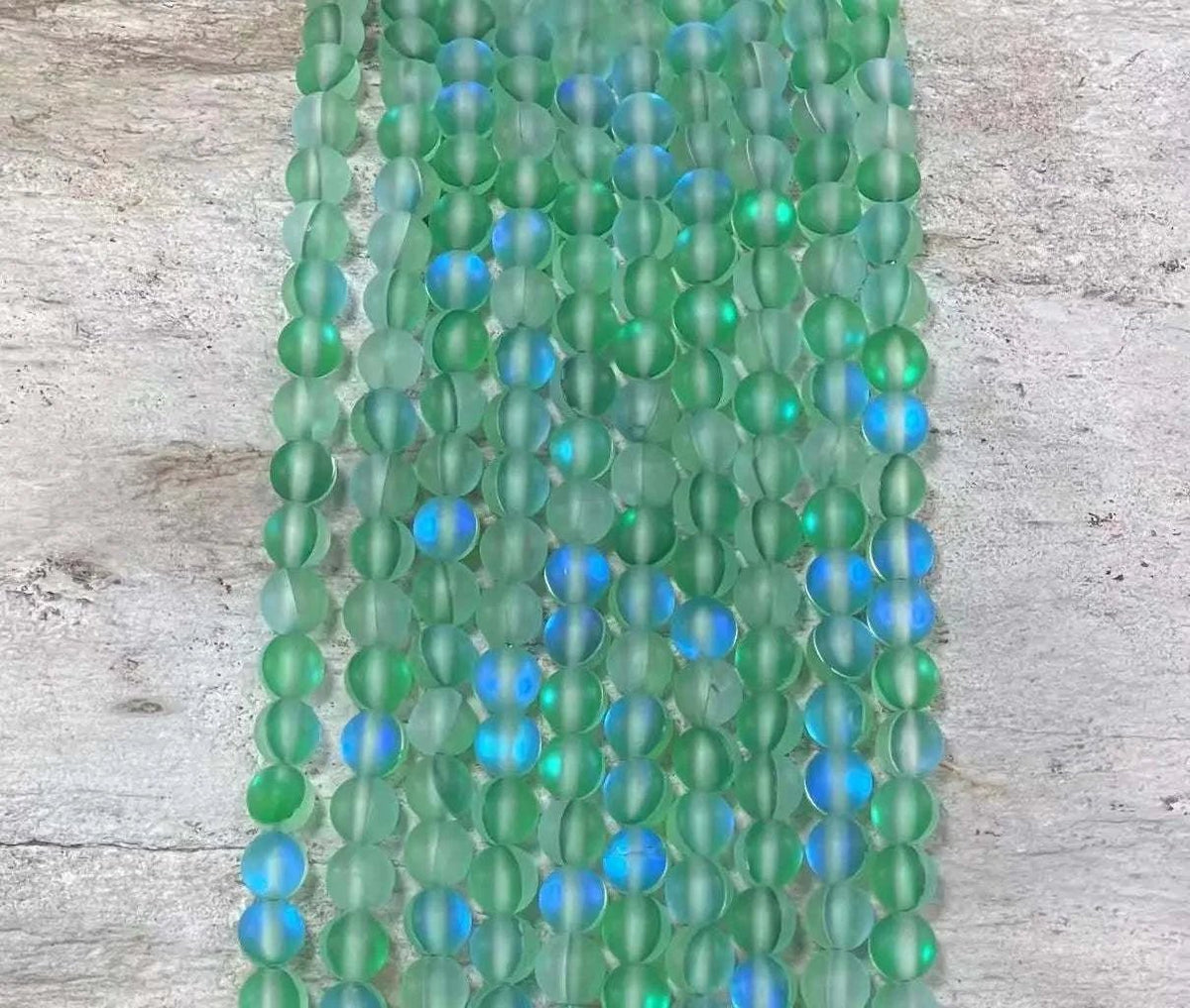Matte Mermaid Glass Beads aka Mystic Aura Quartz, Round 6mm 8mm - Maven Couture IncStrand Stones