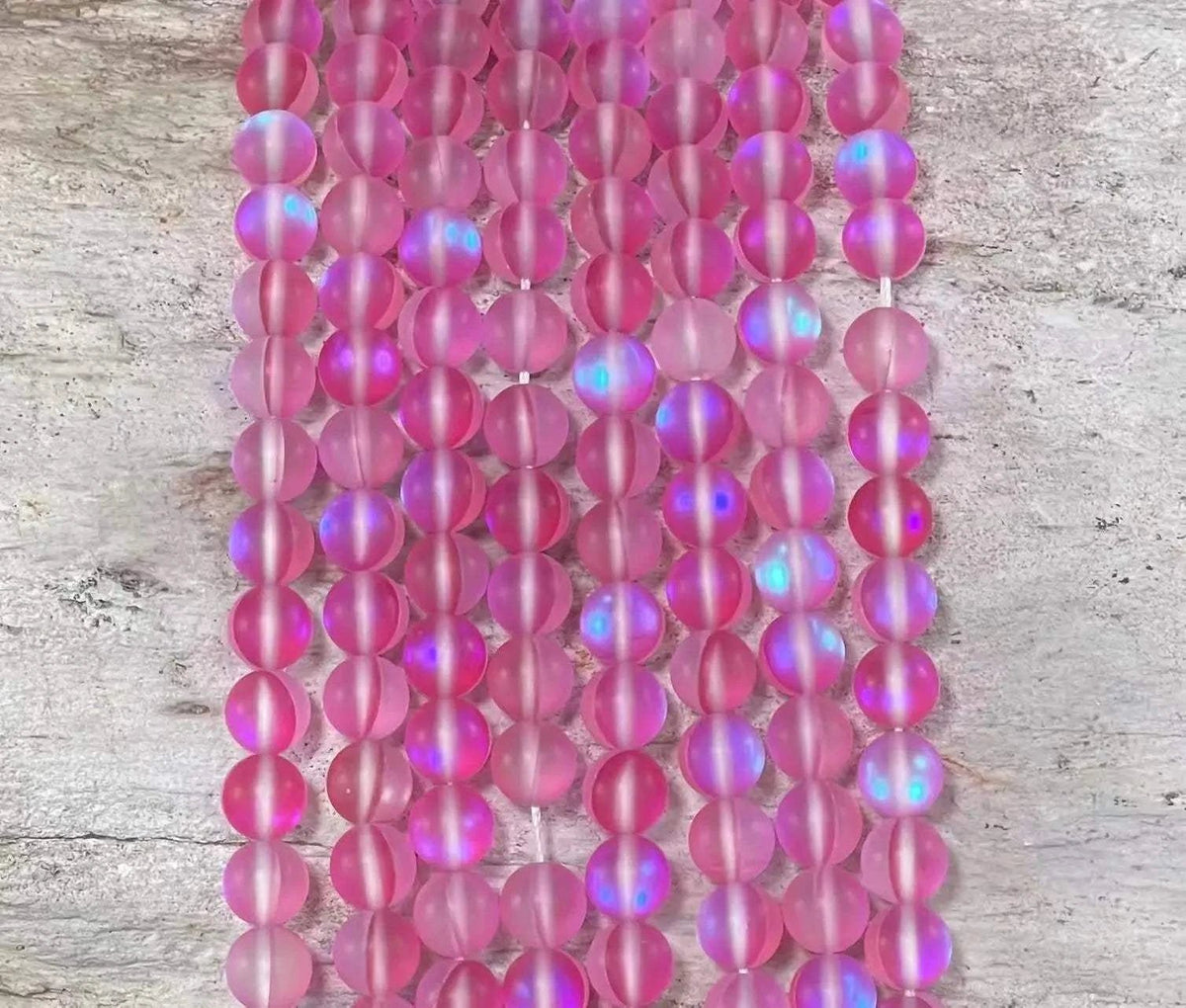 Matte Mermaid Glass Beads aka Mystic Aura Quartz, Round 6mm 8mm - Maven Couture IncStrand Stones