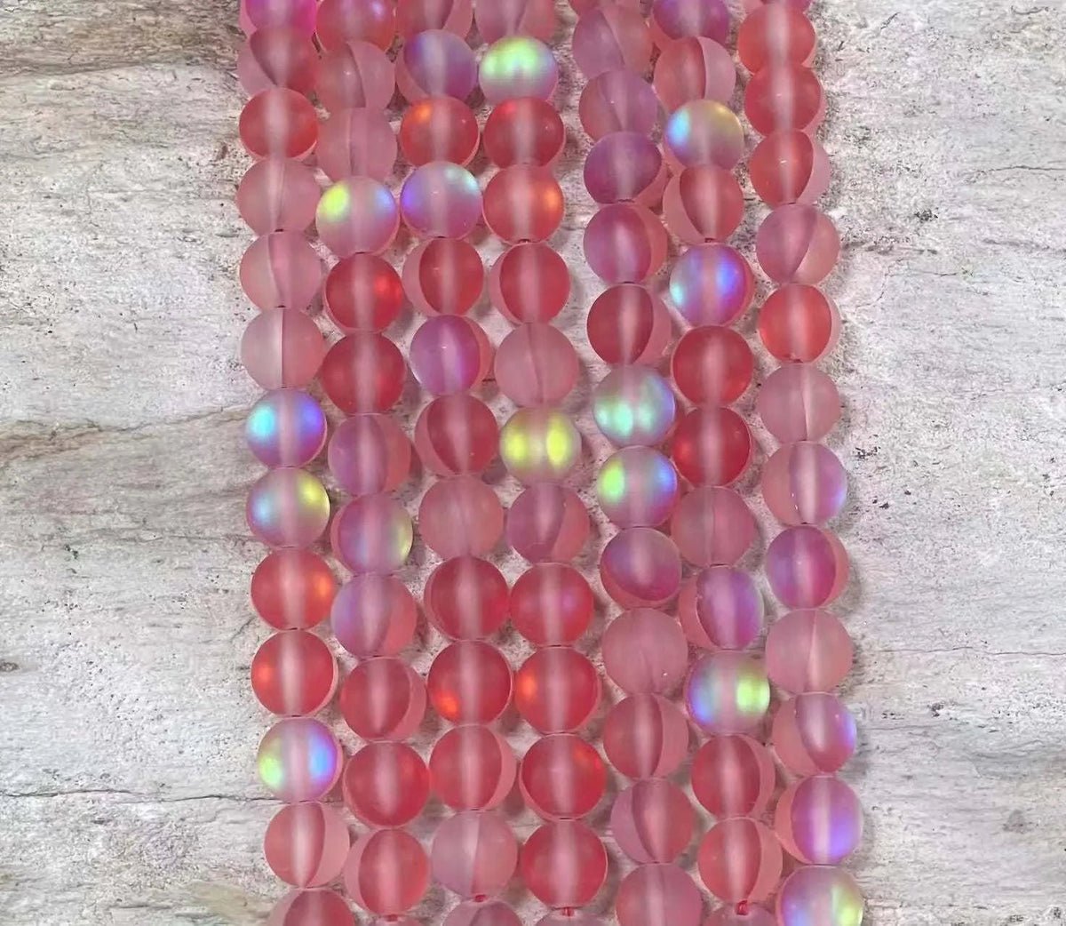 Matte Mermaid Glass Beads aka Mystic Aura Quartz, Round 6mm 8mm - Maven Couture IncStrand Stones