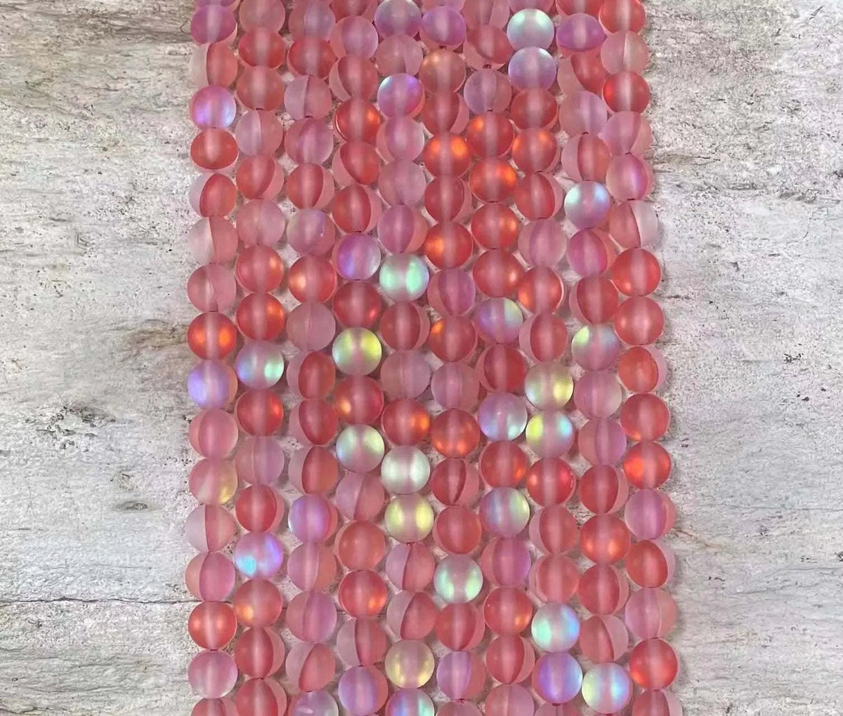 Matte Mermaid Glass Beads aka Mystic Aura Quartz, Round 6mm 8mm - Maven Couture IncStrand Stones