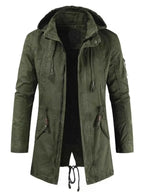 Men's Plus Size Drawstring Casual Hooded Parka Coat