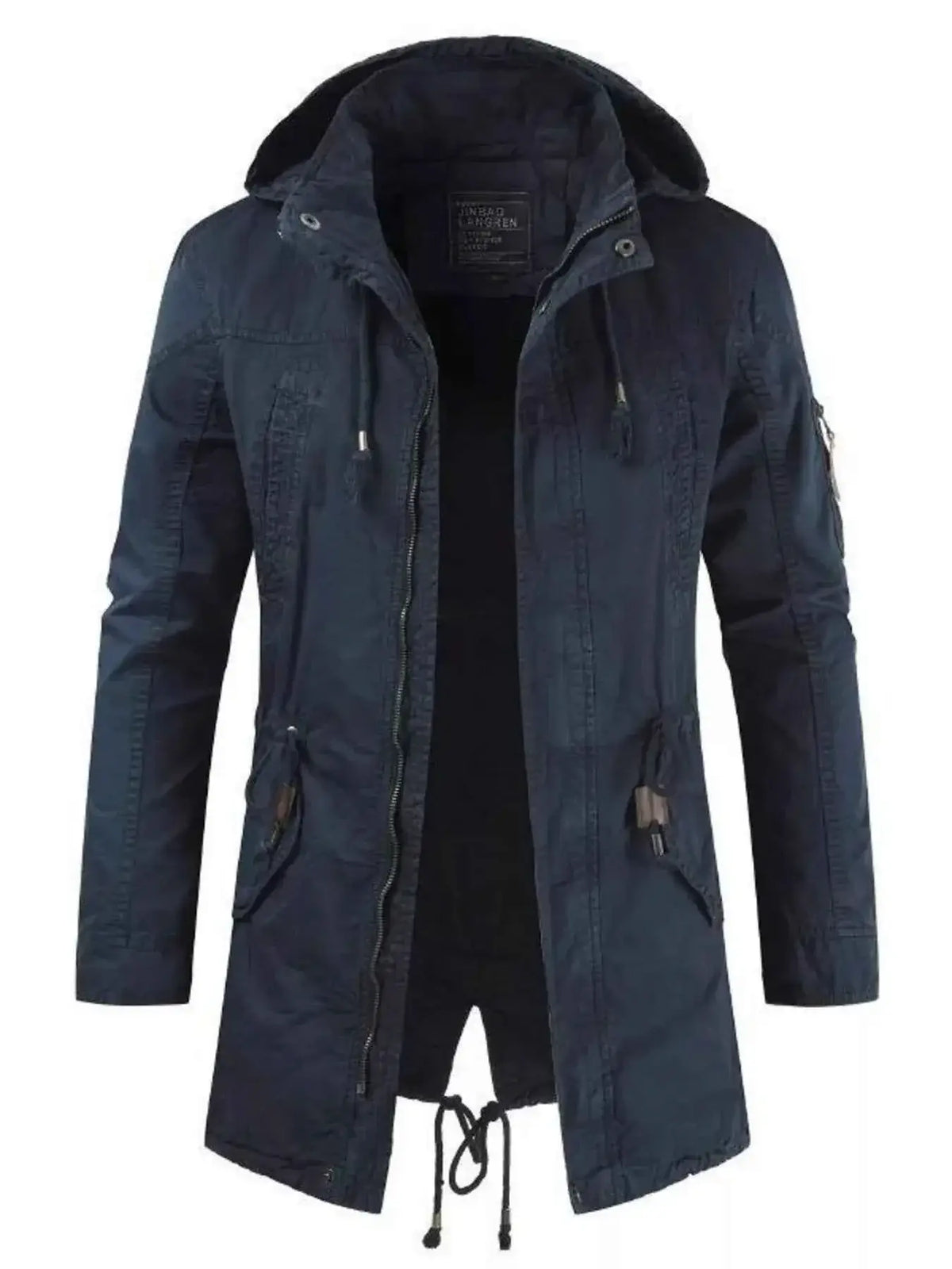 Men's Plus Size Drawstring Casual Hooded Parka Coat